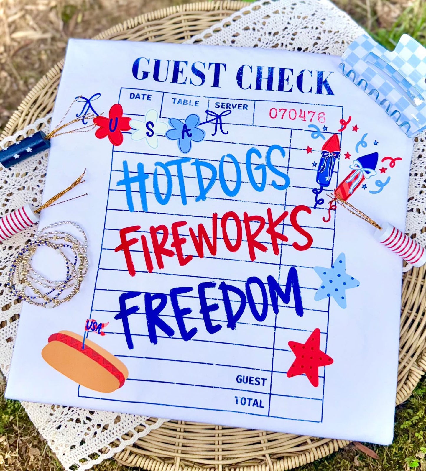 Printed USA guest check