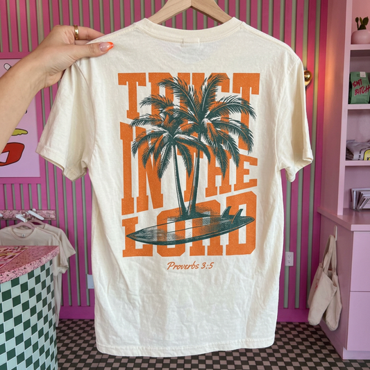 Printed back design- trust in the lord