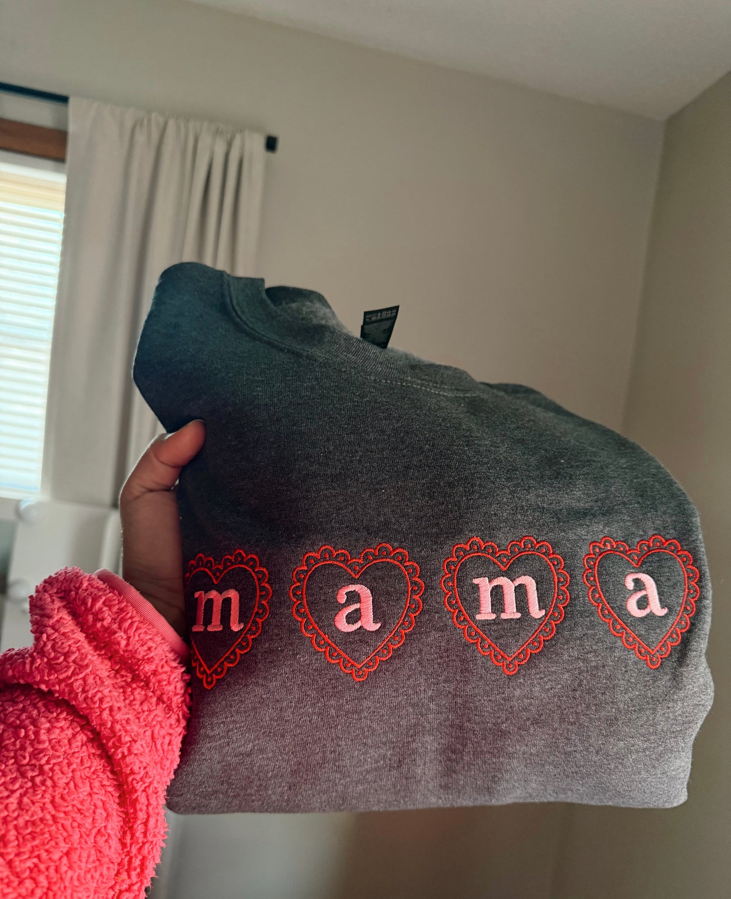 Embroidered mama hearts