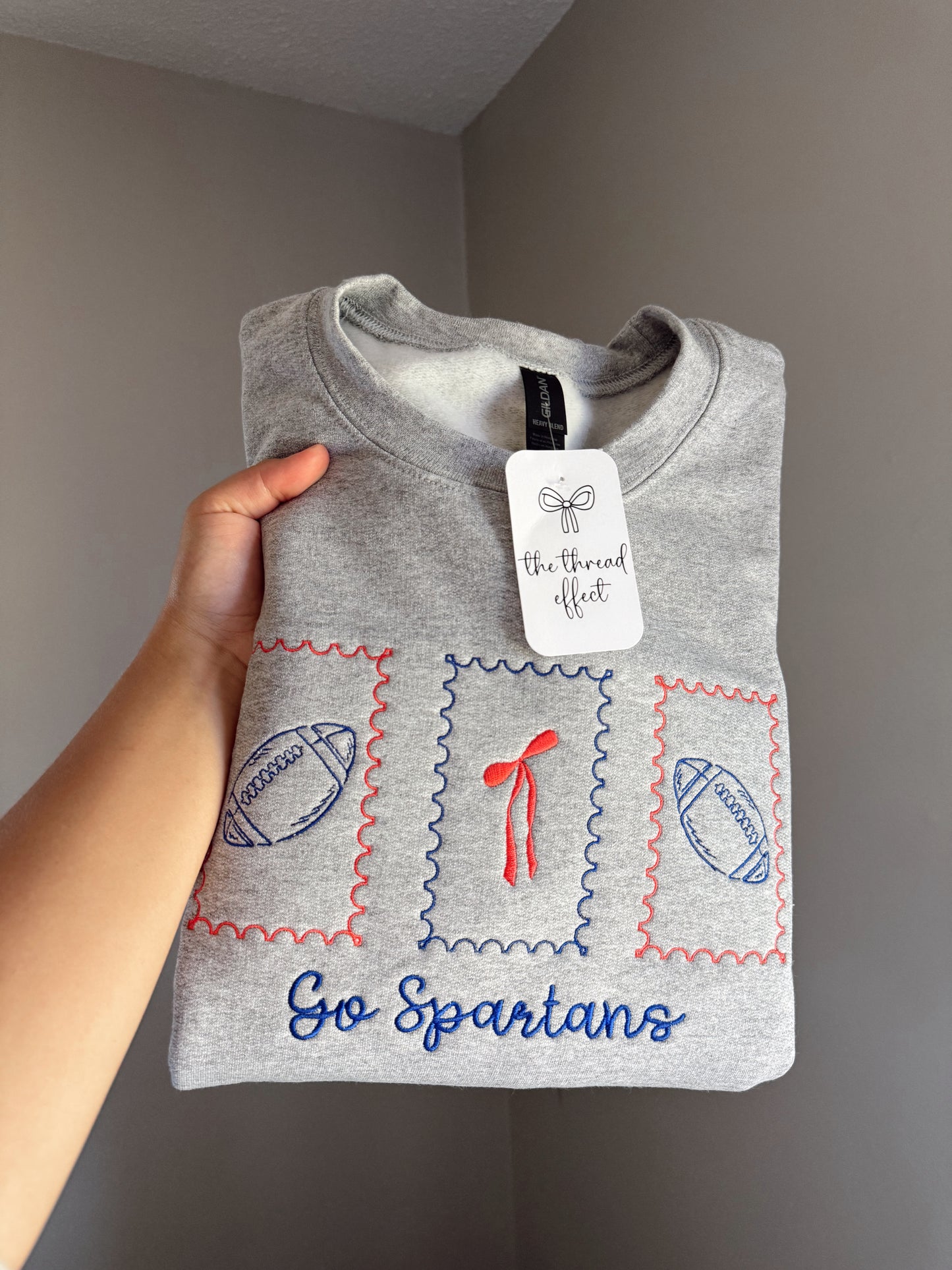 Embroidered custom football & bows