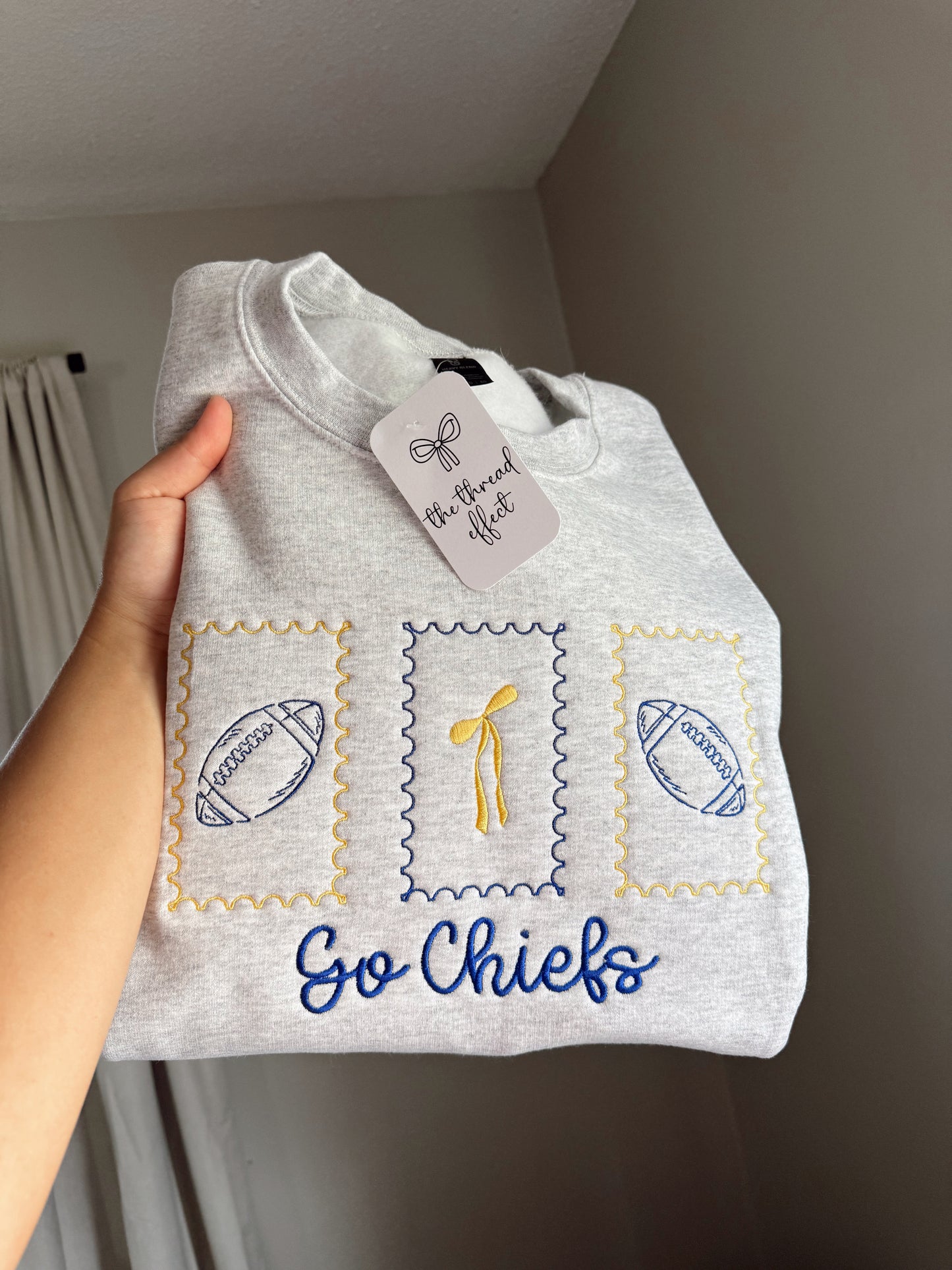 Embroidered custom football & bows