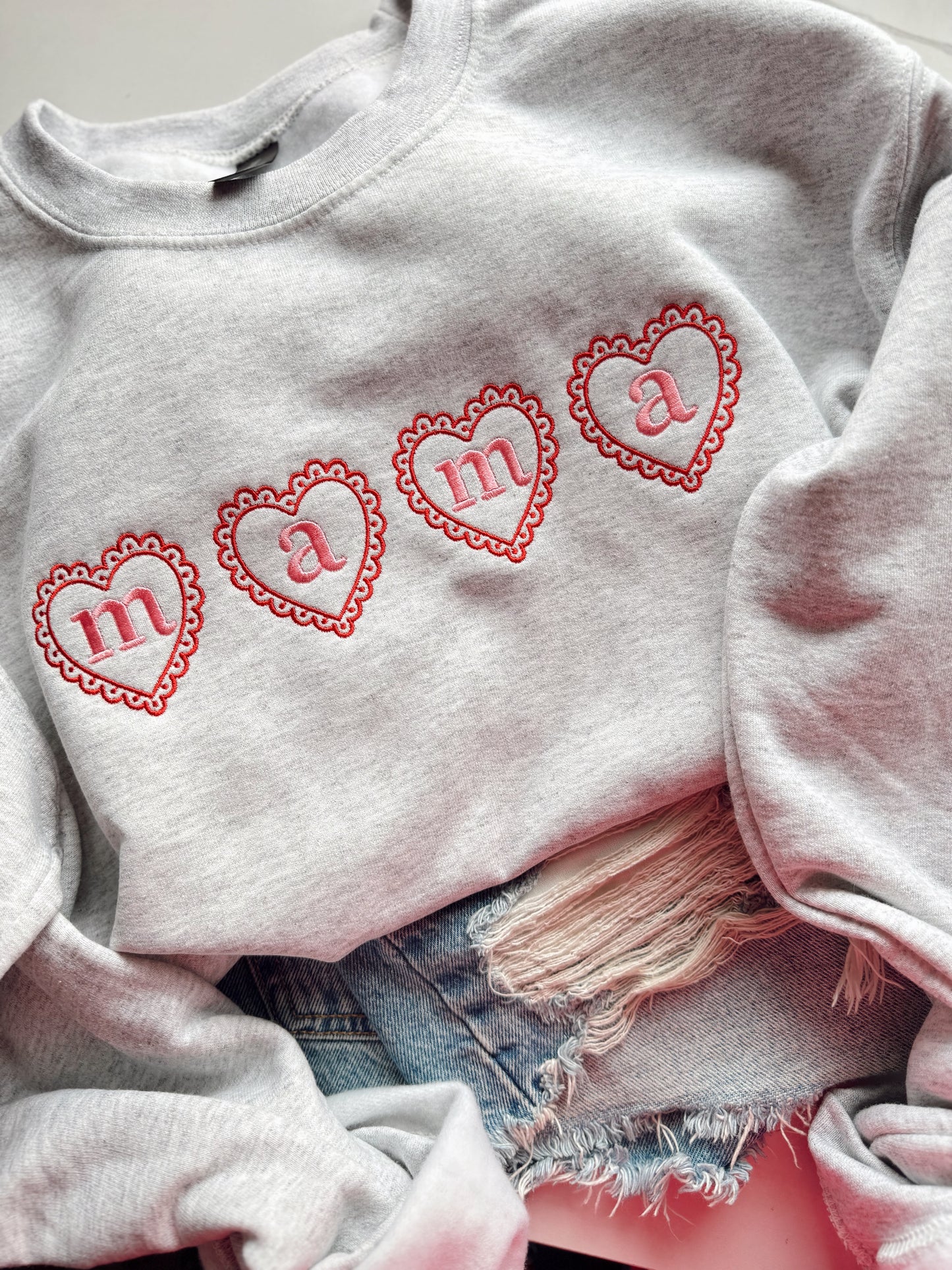 Embroidered mama hearts