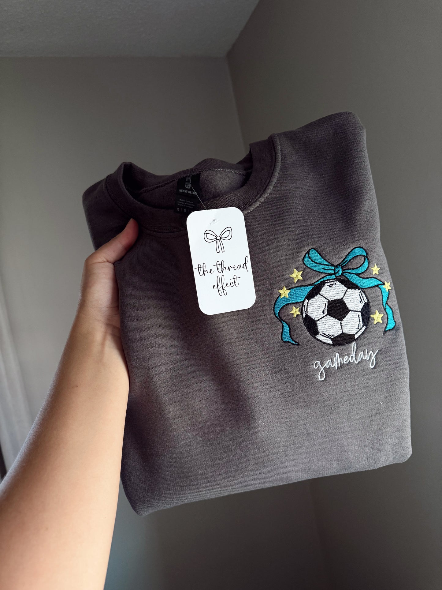 Embroidered soccer game day
