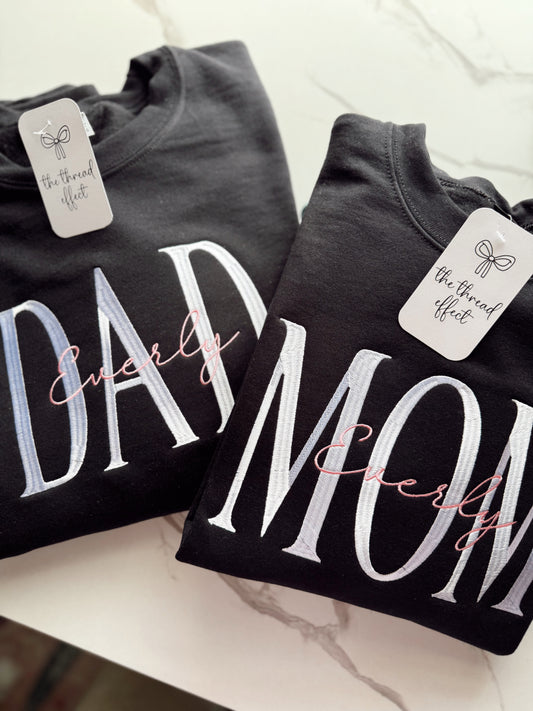 Embroidered custom mom & dad